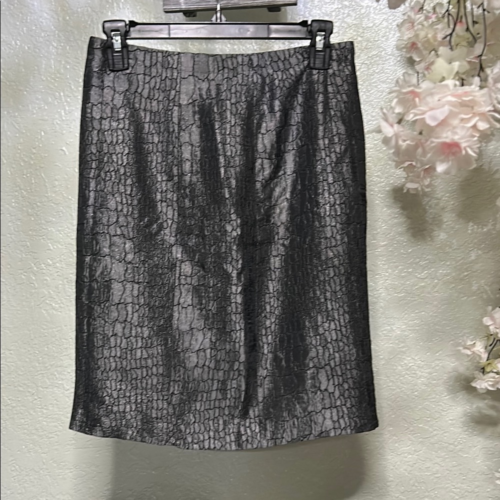 Kay Unger Silver Gray Cocktail Pencil Skirt